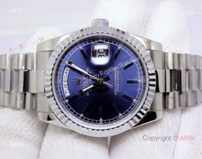 Rolex Day-Date Blue Face Stainless Steel Copy Watch